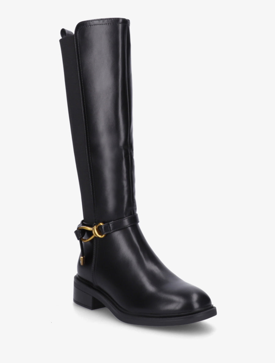 Bottes style cavalière à boucle fantaisie - Noir - 2