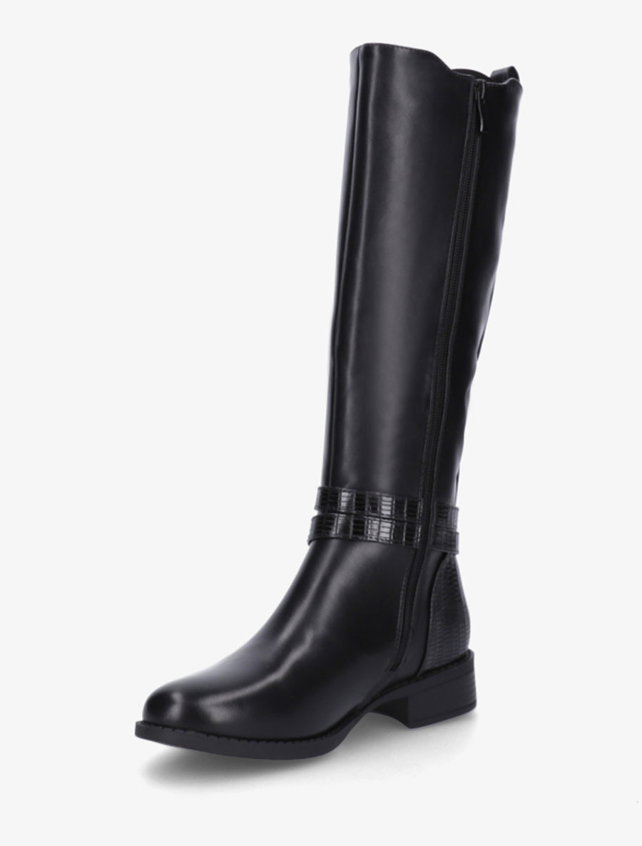 Bottes élastiquées à contrefort en croco - Noir - 3