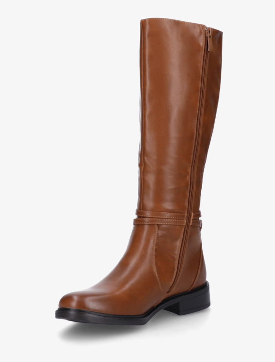 Bottes en simili à boucle rectangulaire - Camel - 3