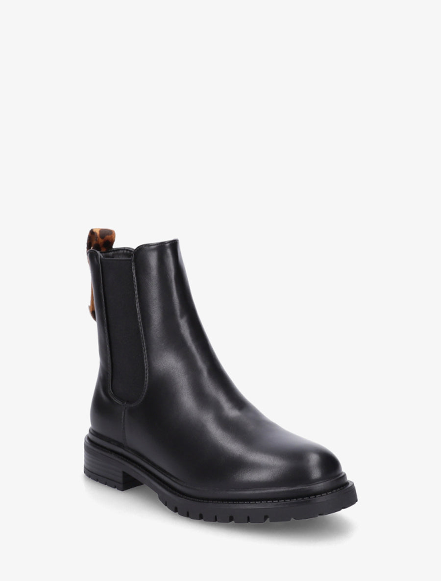 Chelsea boots à contrefort stylisé - Noir/léopard - 2