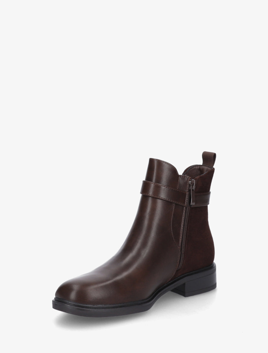 Bottines unies à contrefort en suédine - Marron - 3