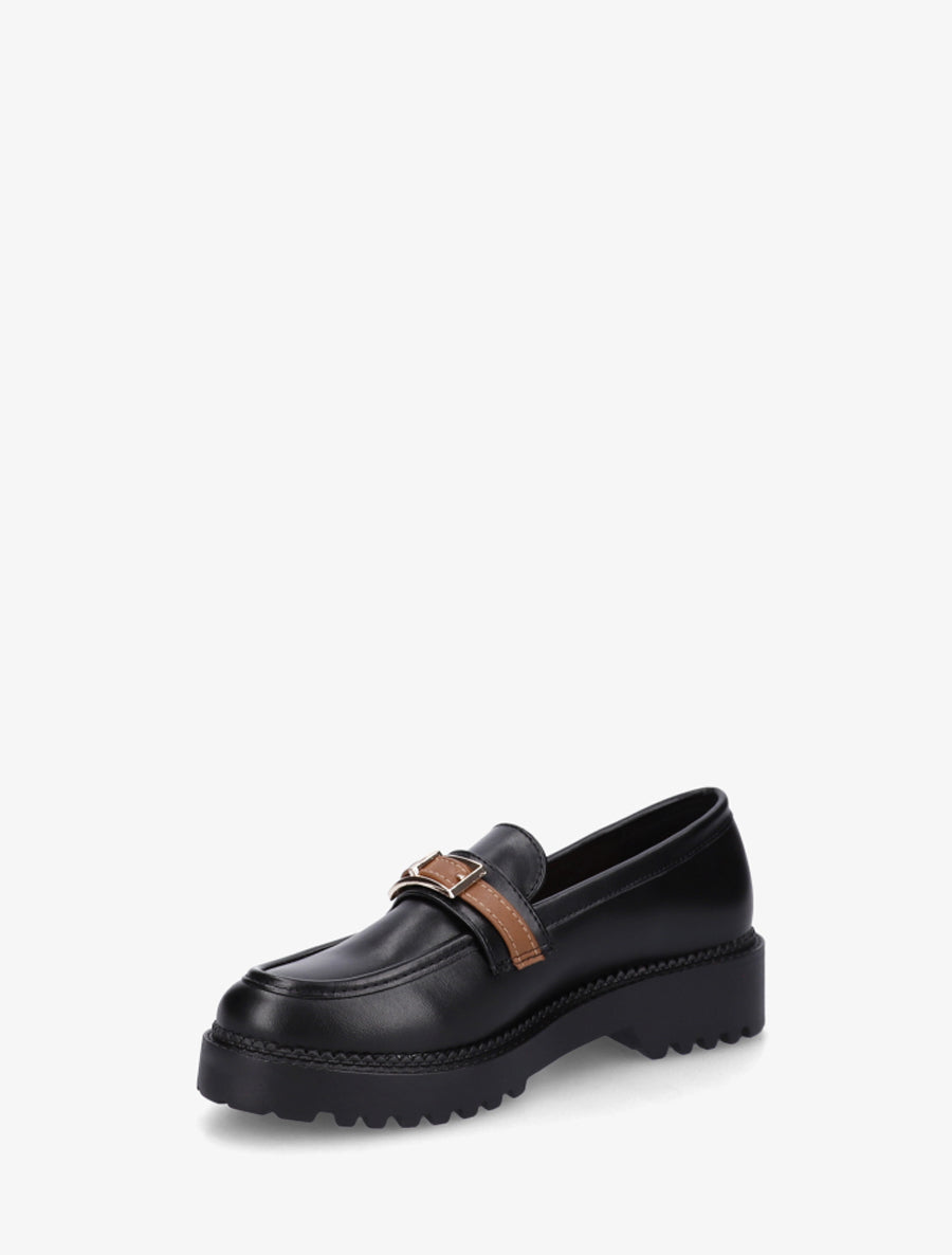 Mocassins à semelle crantée et boucle métallique - Noir - 3
