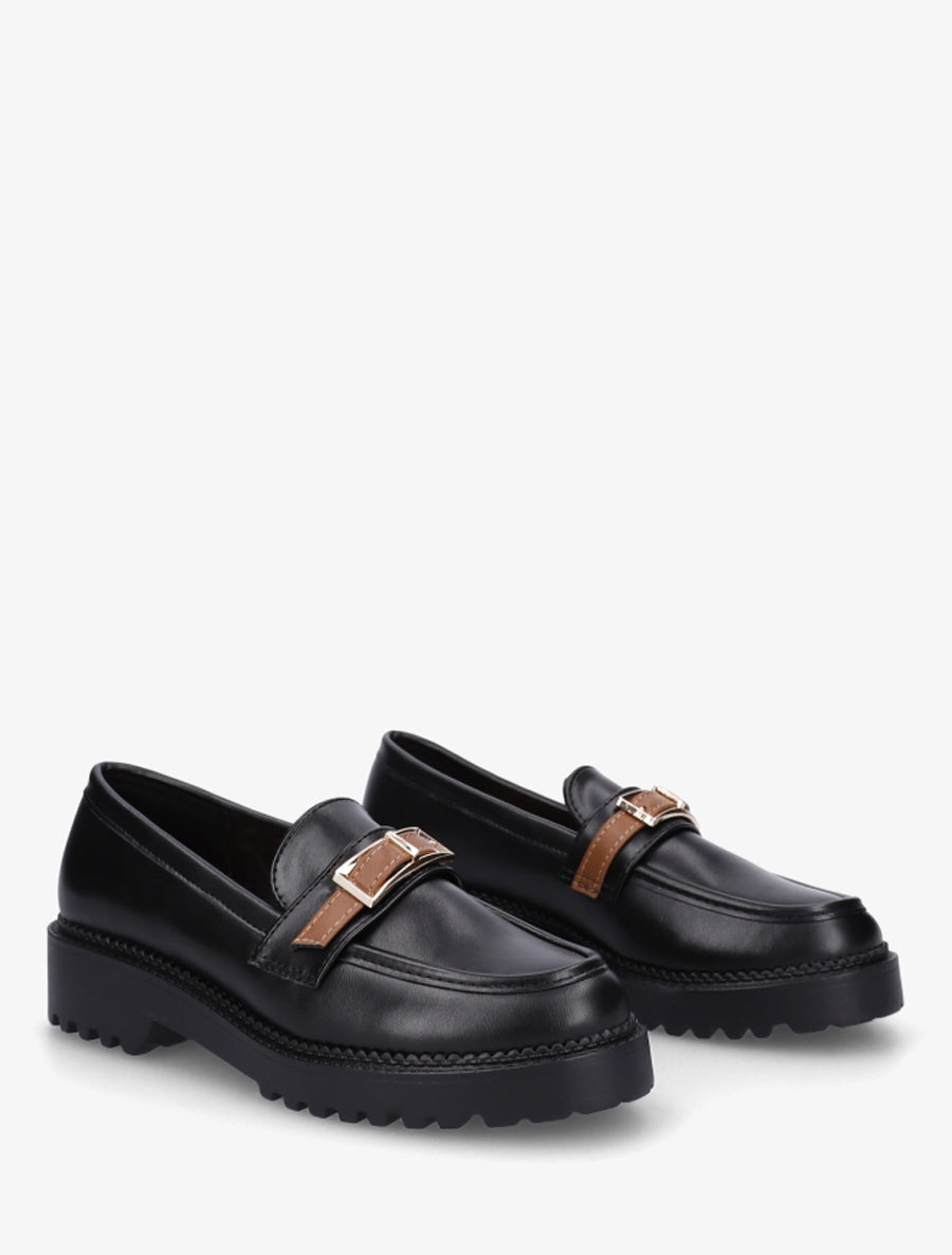 Mocassins à semelle crantée et boucle métallique - Noir - 4