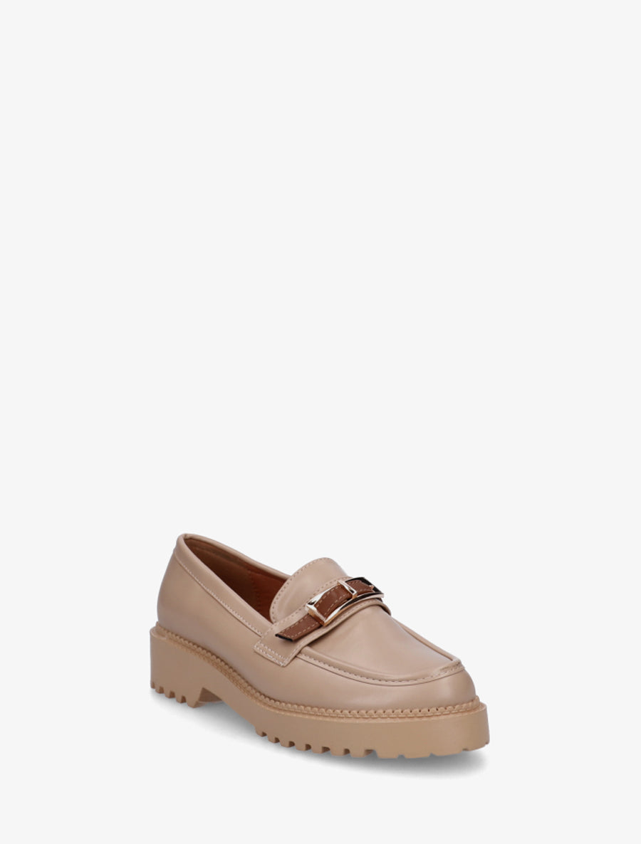 Mocassins à semelle crantée et boucle métallique - Taupe - 2
