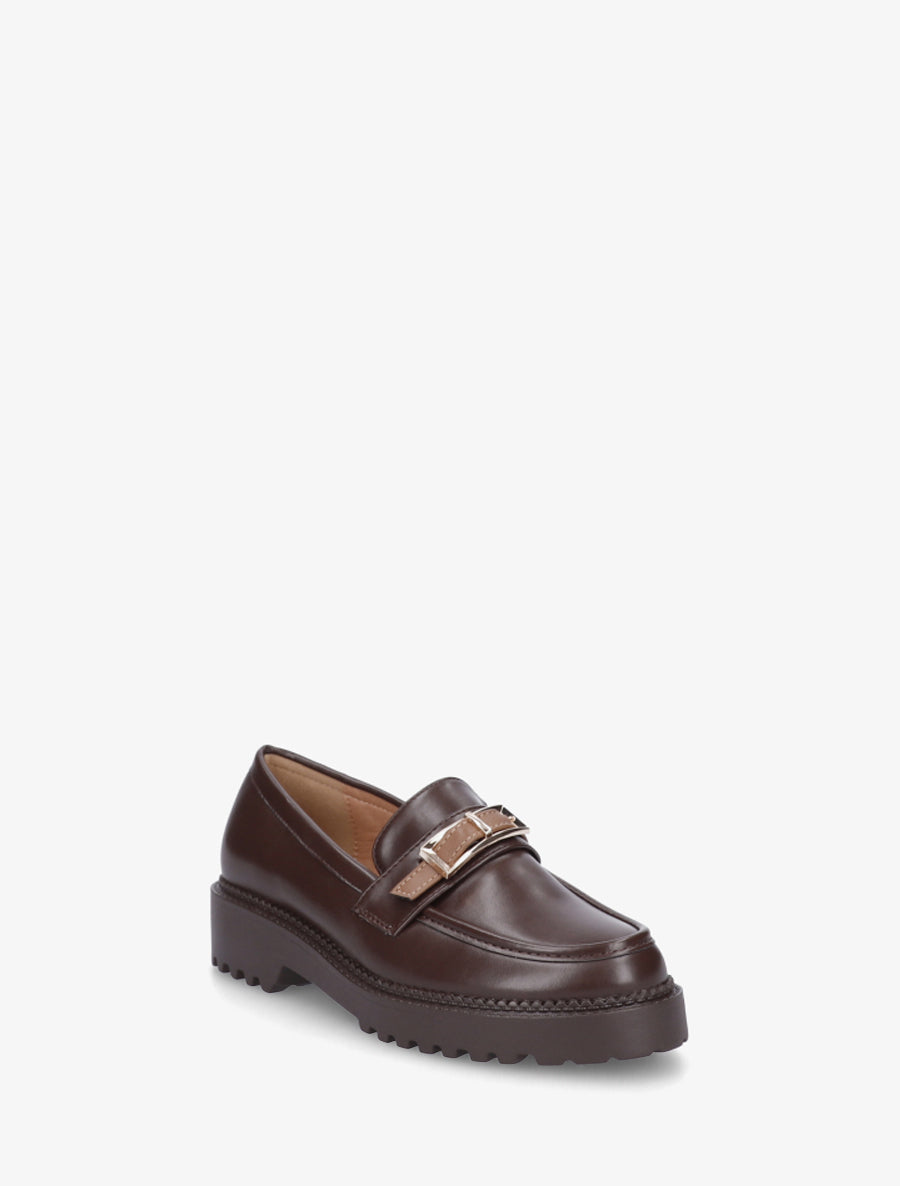 Mocassins à semelle crantée et boucle métallique - Marron - 2