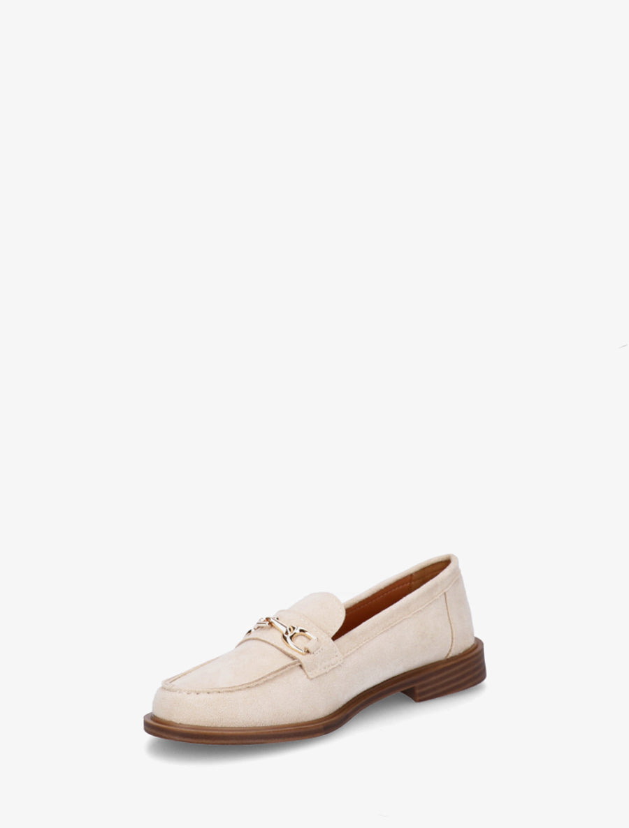 Mocassins en suédine à bijou fantaisie en métal - Beige - 3