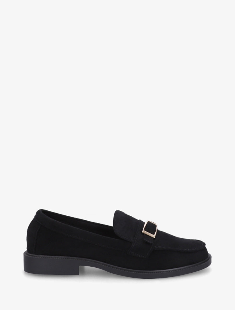 Mocassins en suédine à boucle métallique - Noir - 1