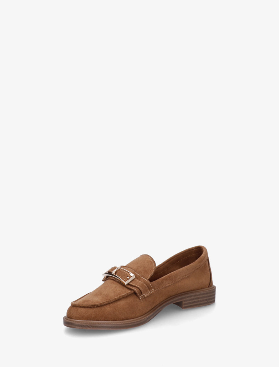 Mocassins en suédine à boucle métallique - Camel - 3