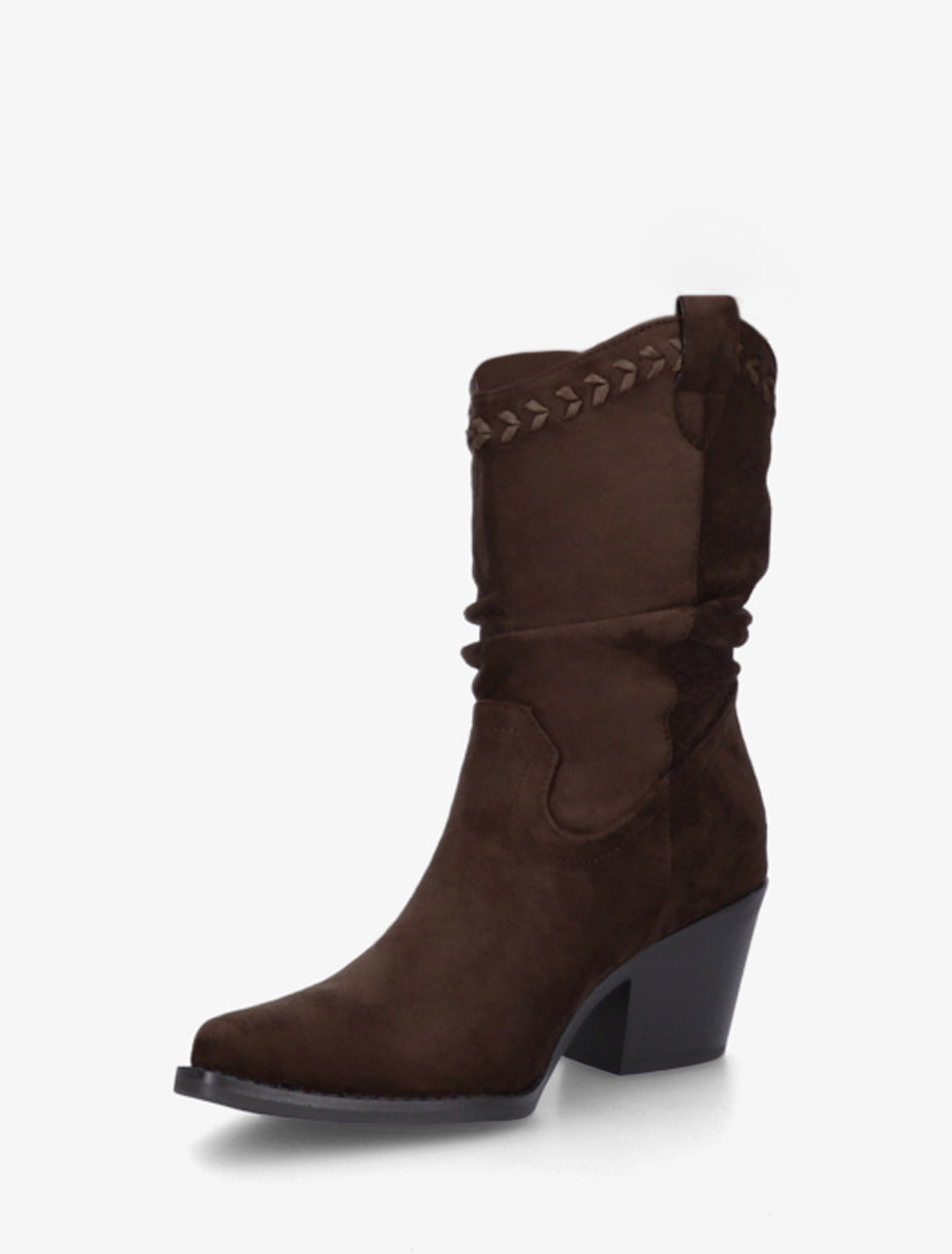 Bottines plissées en suédine - Chocolat - 3