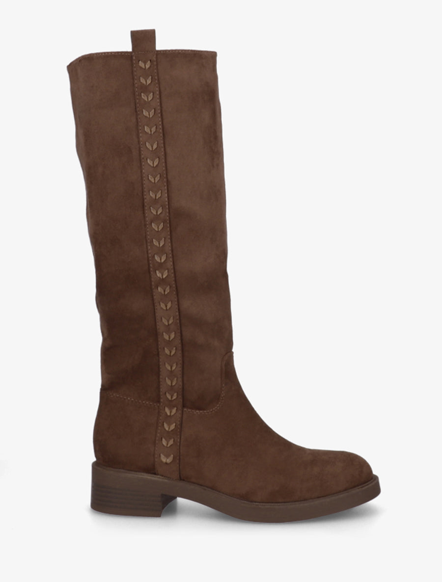 Bottes unies en suédine - Marron - 1