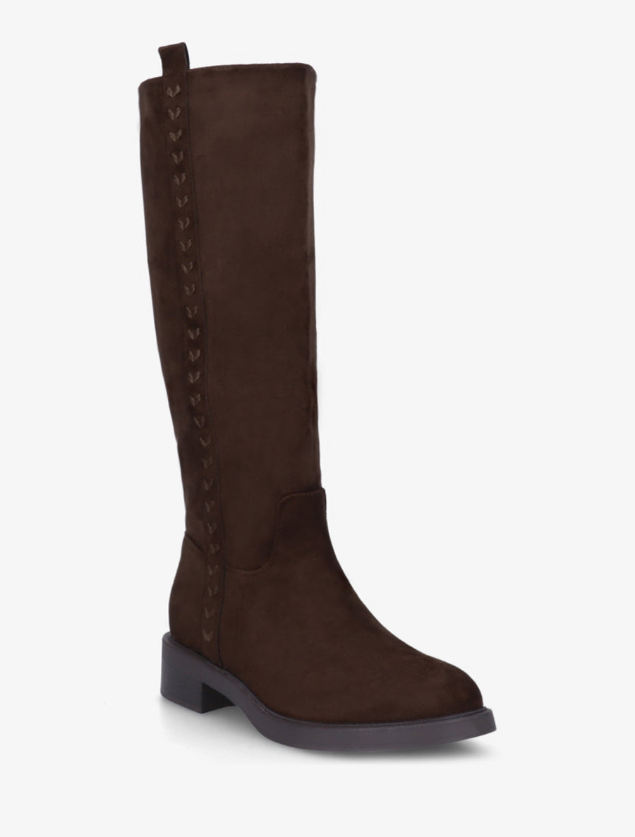 Bottes unies en suédine - Chocolat - 2