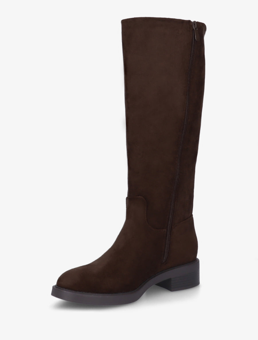 Bottes unies en suédine - Chocolat - 3