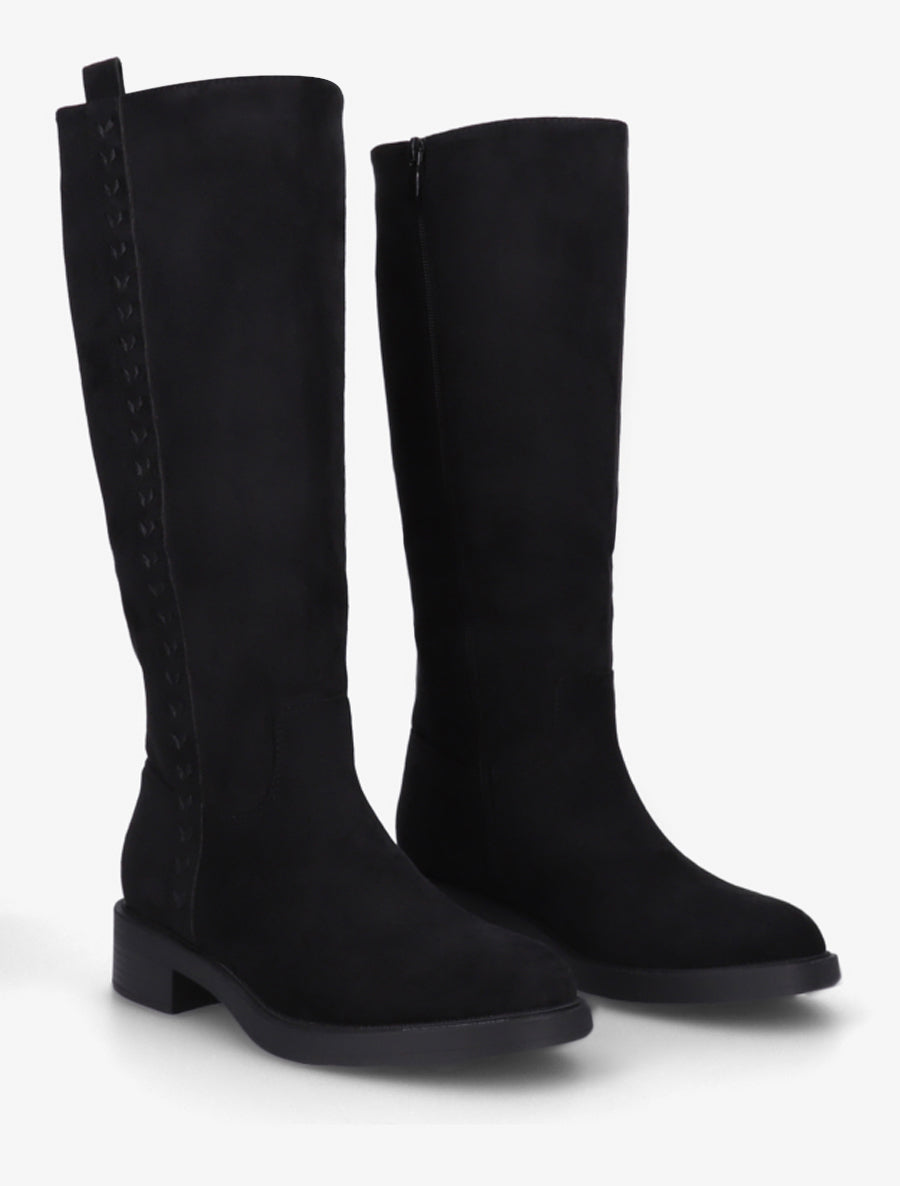 Bottes unies en suédine - Noir - 4