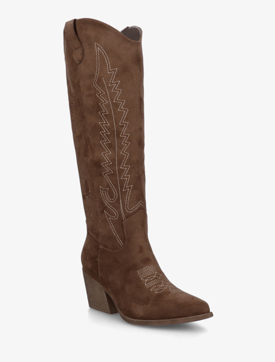 Bottes style santiags en suédine - Marron - 2