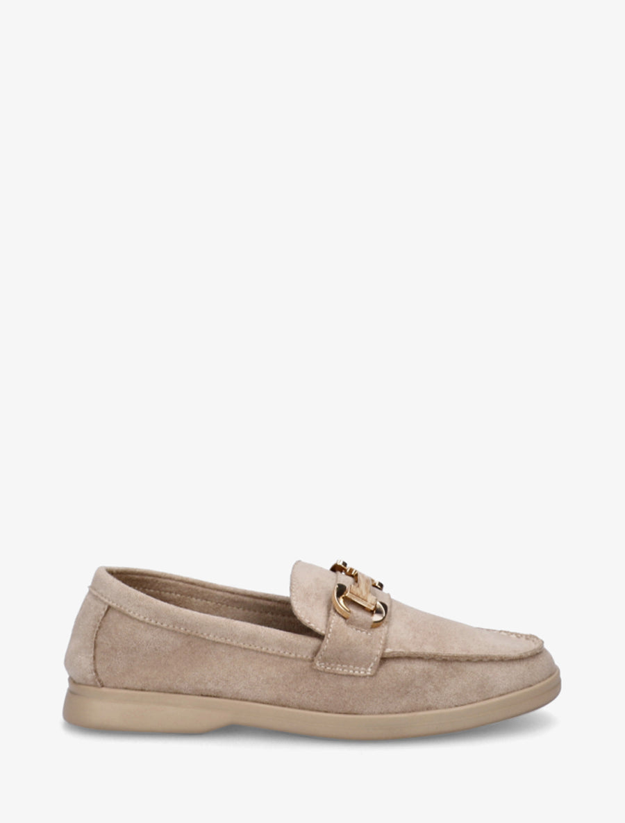 Mocassins unis en suédine - Beige - 1