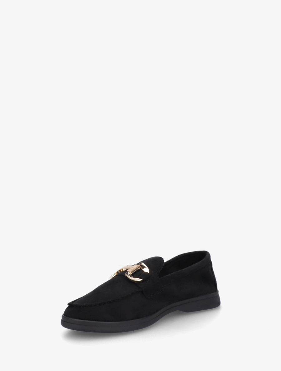 Mocassins unis en suédine - Noir - 3