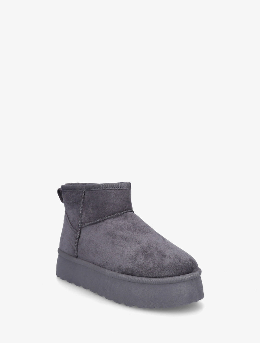 Bottines fourrées en suédine - Gris foncé - 2