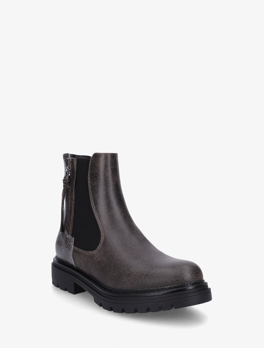 Bottines élastiquées à zip décoratif - Gris foncé - 2