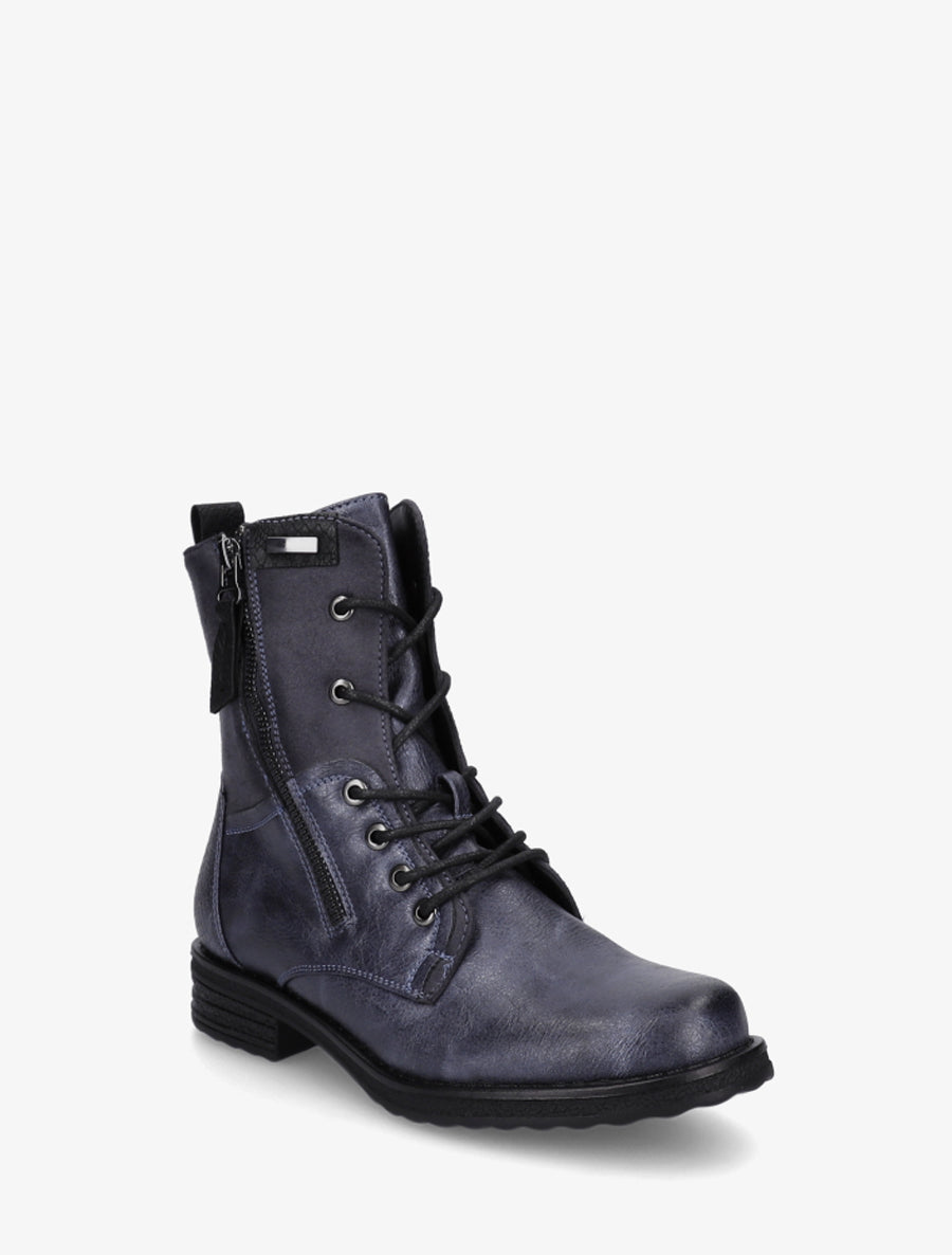 Bottines bimatière à lacets - Bleu - 2