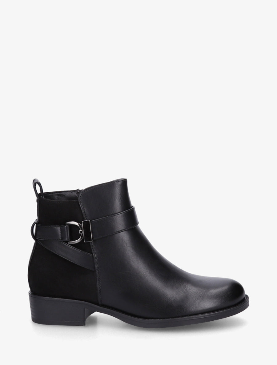 Bottines en simili à contrefort en suédine - Noir/argent - 1