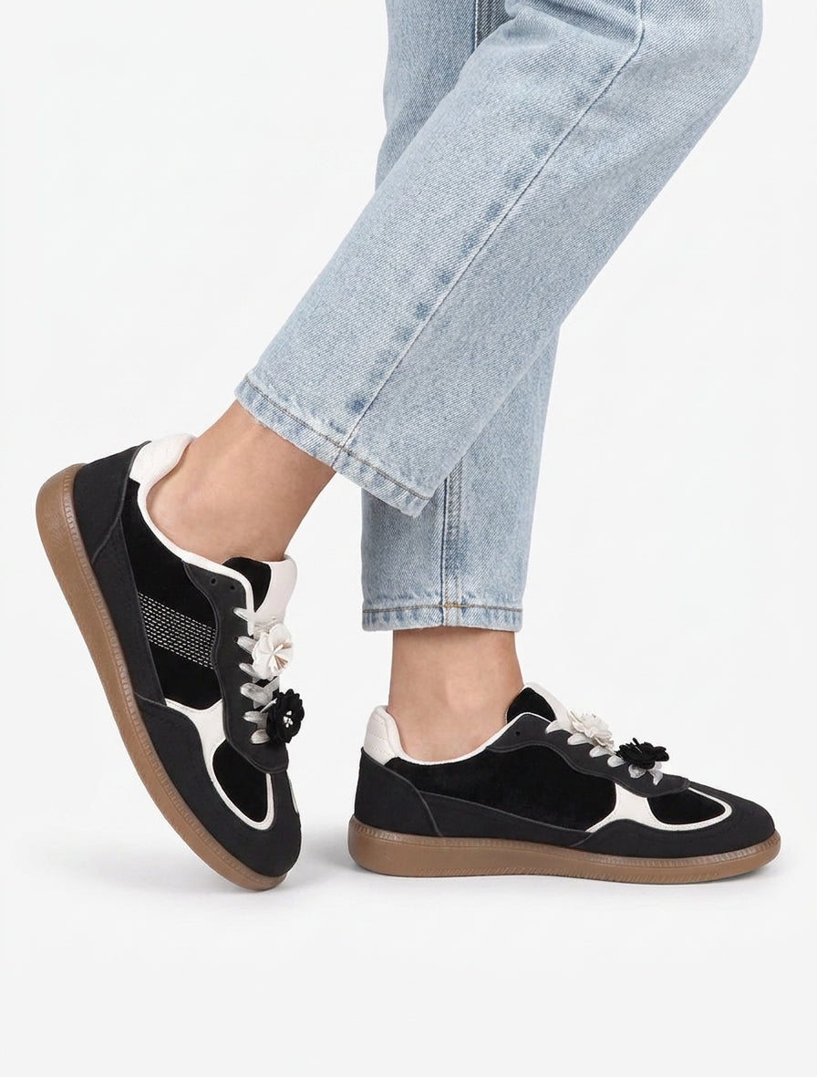 Sneakers con inserti in velluto - Nero