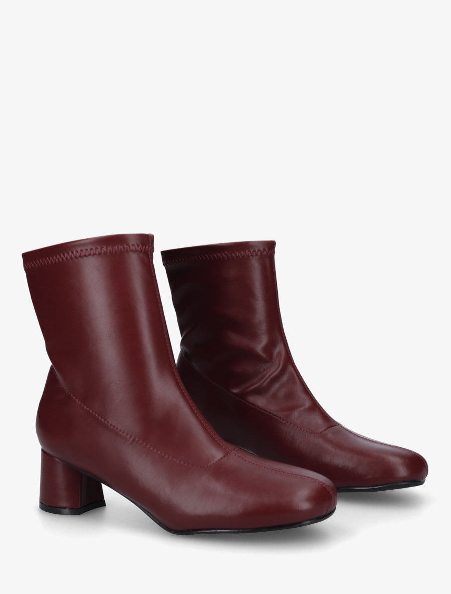 Bottines simili style chaussette - Bordeaux - 4