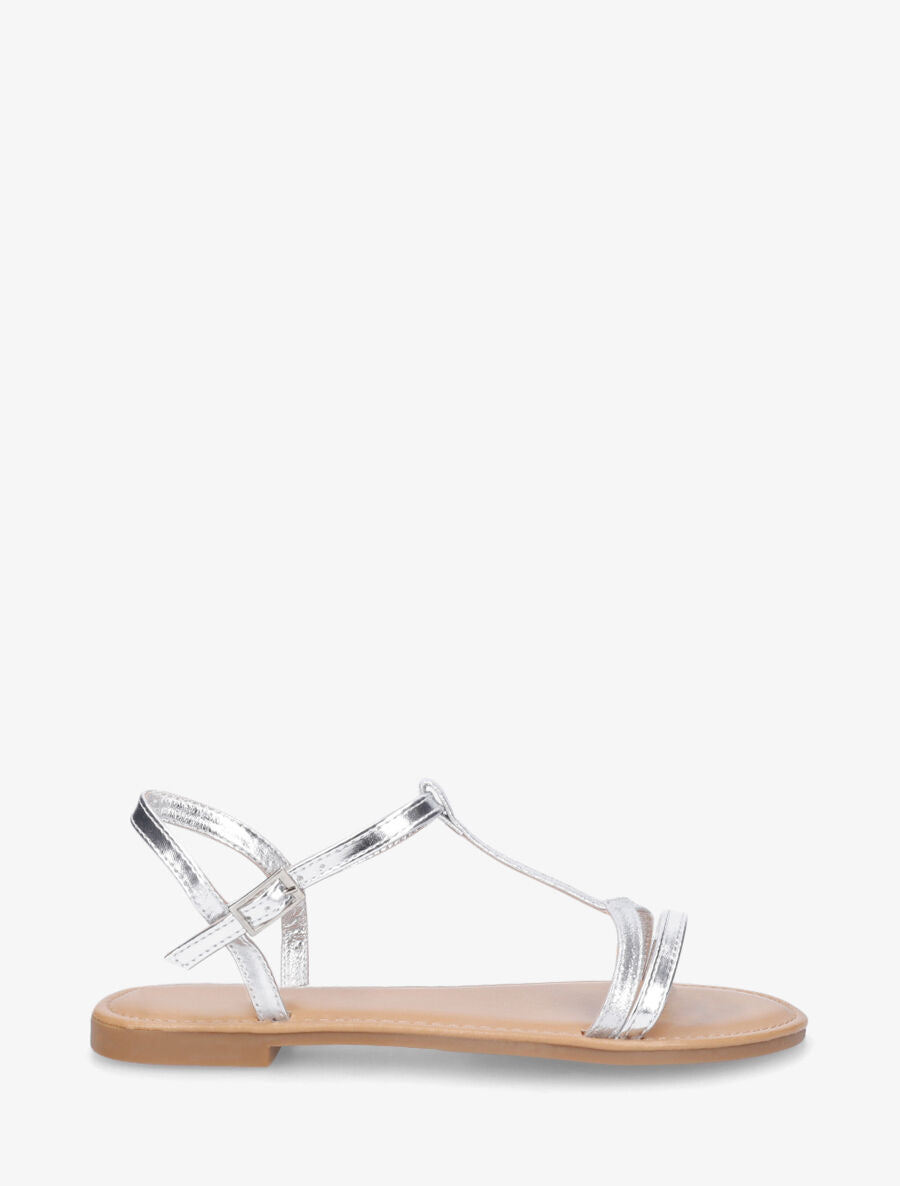 Nu-pieds en simili bride en T - Argent - 1