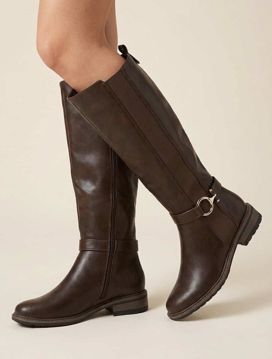 Stivali in similpelle elasticizzati - Marrone