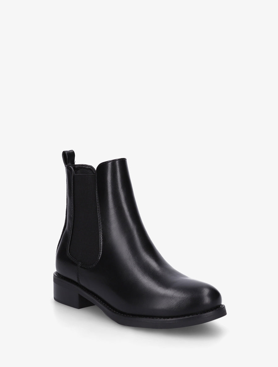 Bottines en simili à cheville élastiquée - Noir - 2