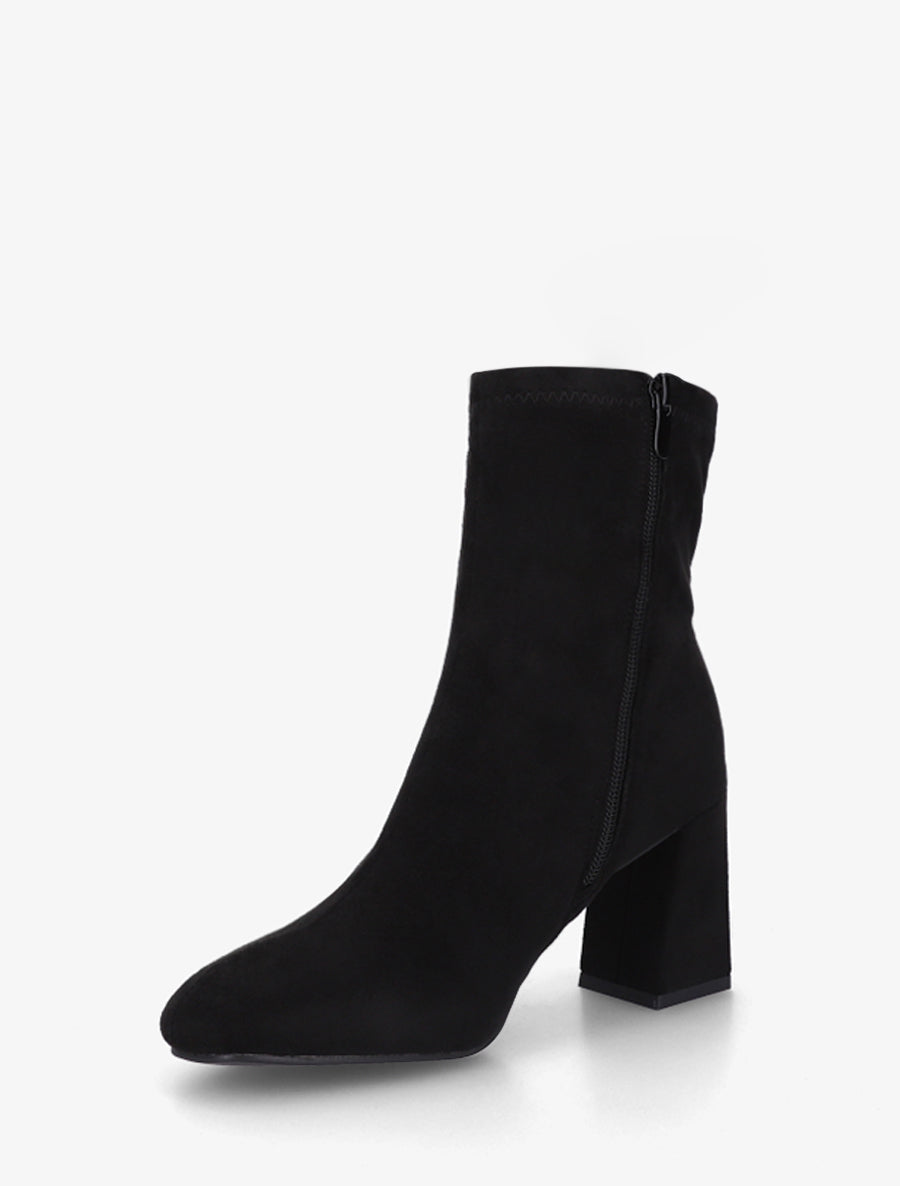 Bottines en suédine et talon carré - Noir - 3