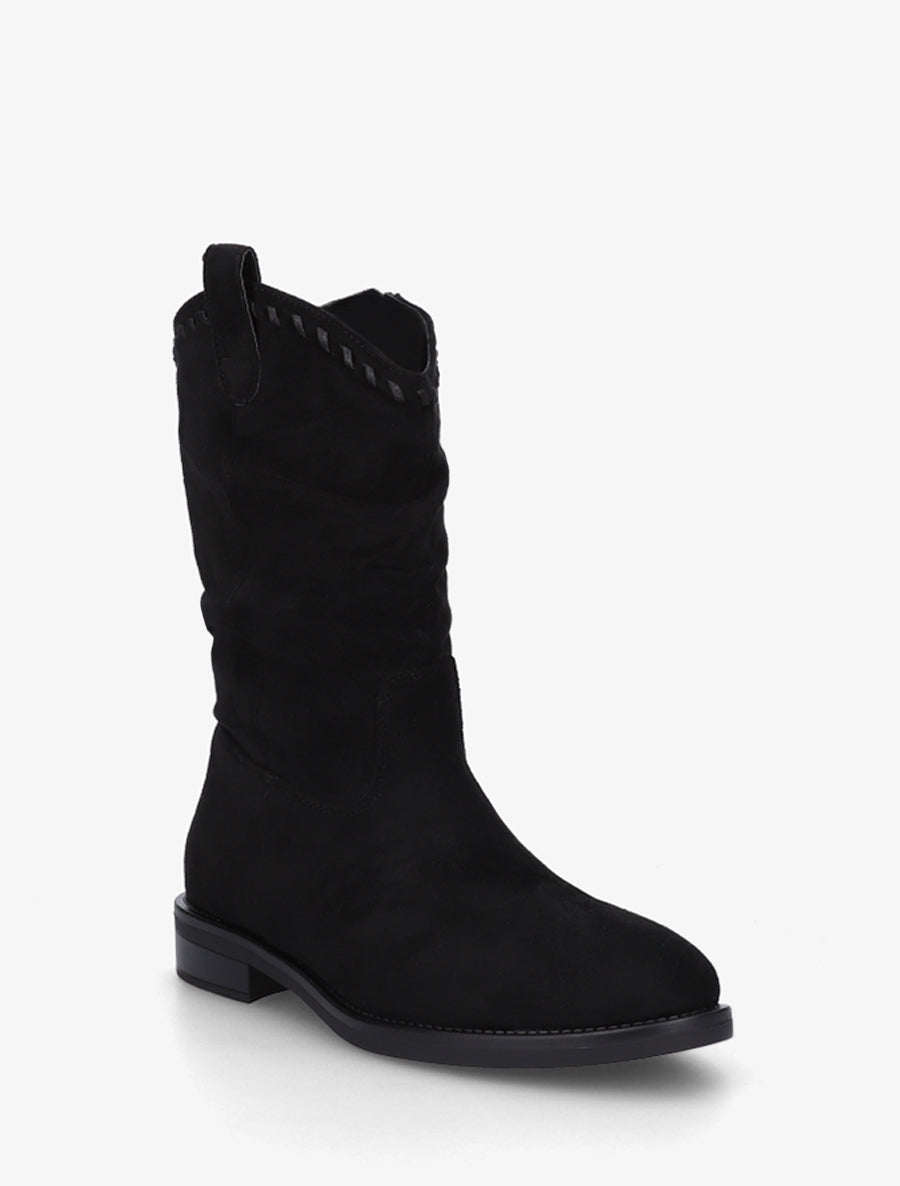 Bottines plissées en suédine - Noir - 2