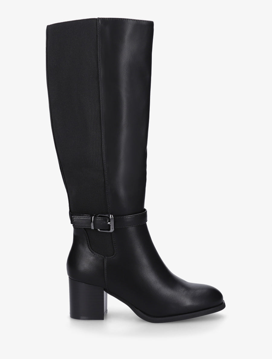 Bottes élastiquées à talon - Noir - 1