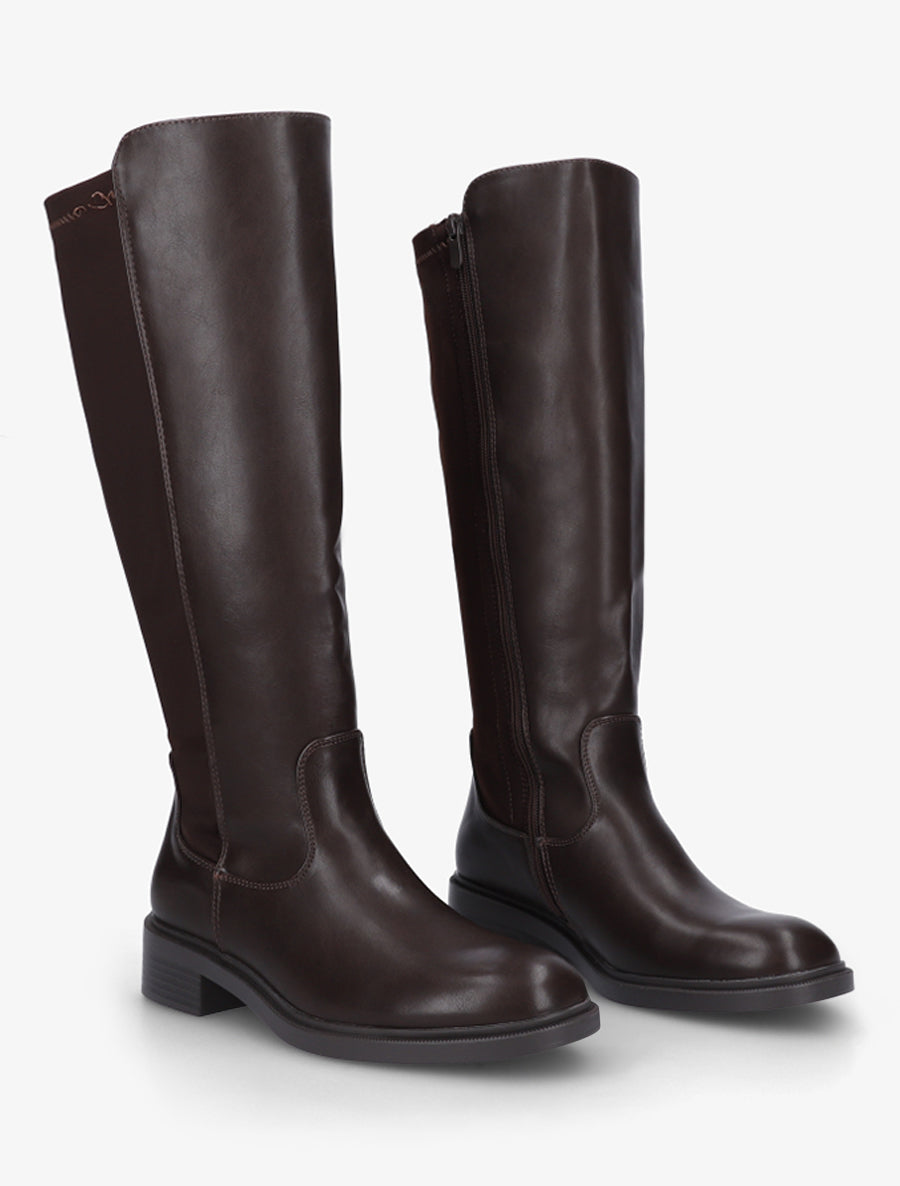 Bottes bimatière unies - Marron - 4