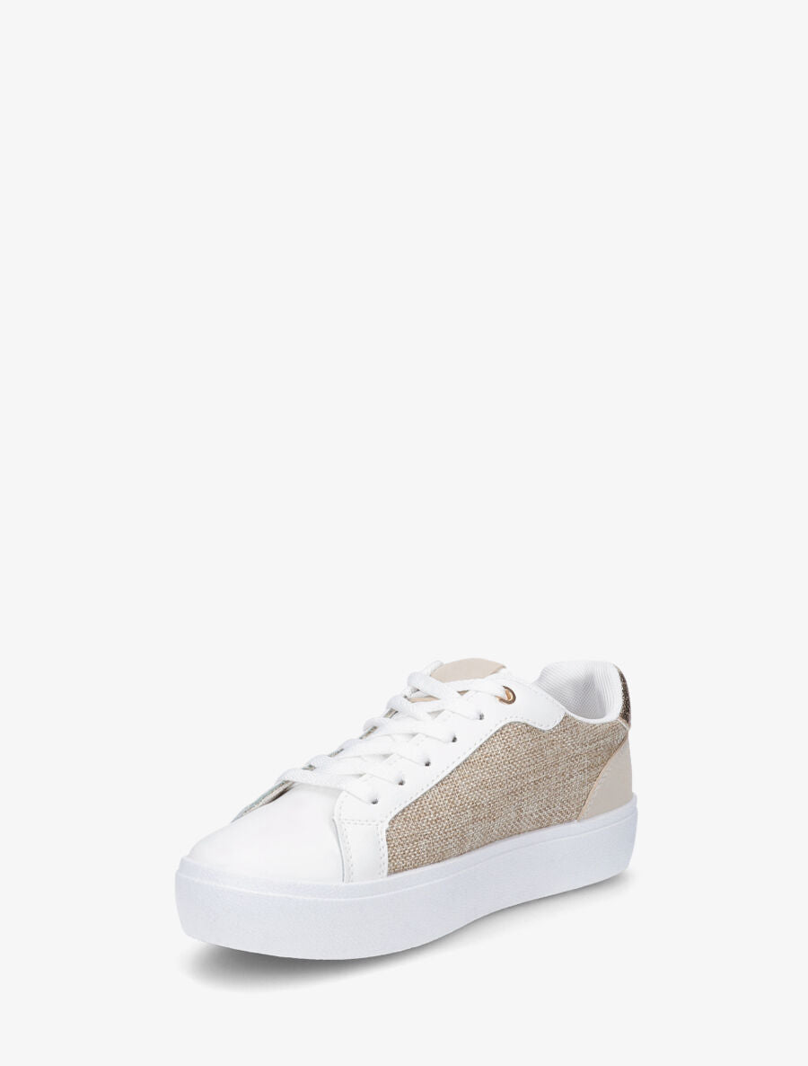Baskets bi-matière et irisées - Beige - 3