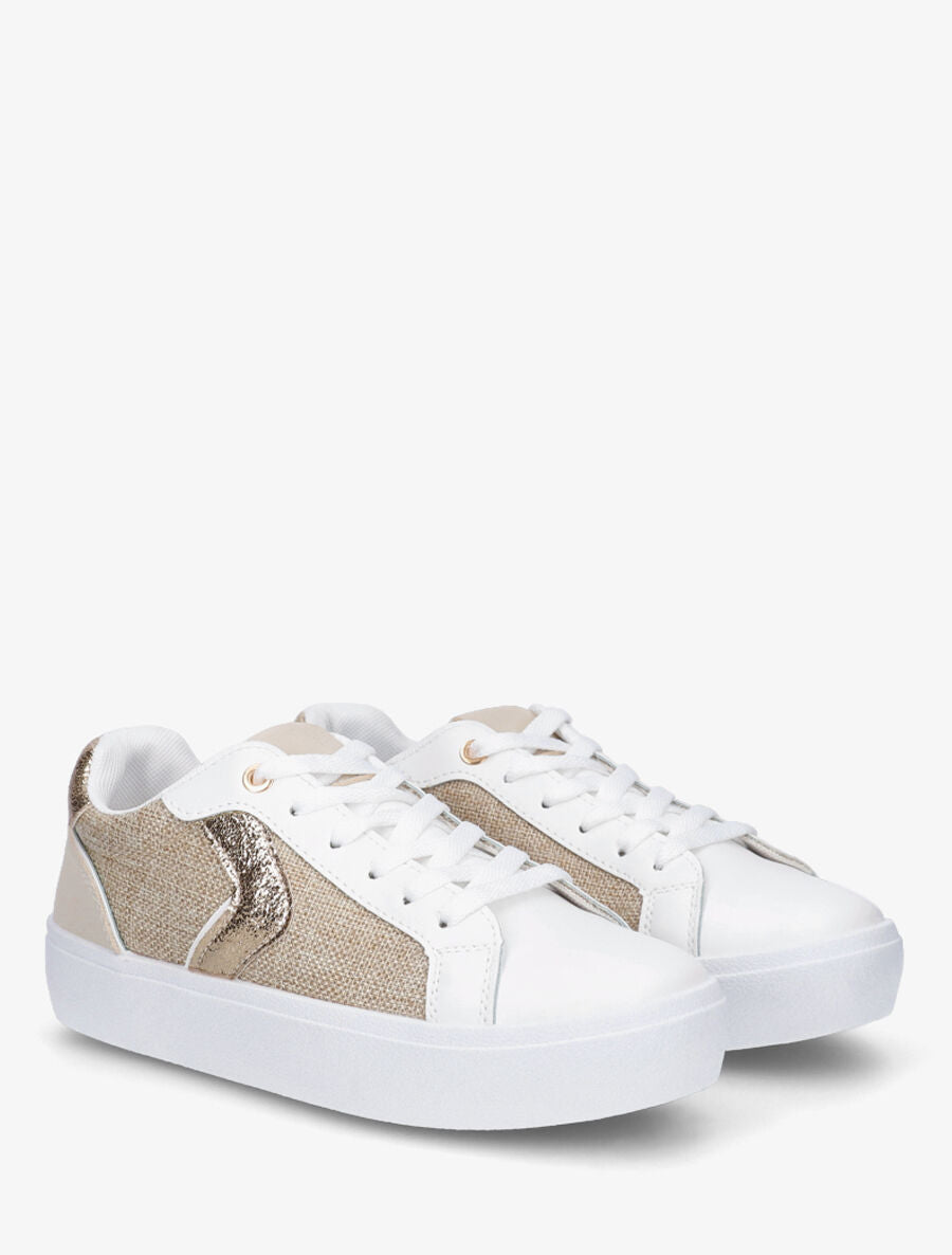 Baskets bi-matière et irisées - Beige - 4