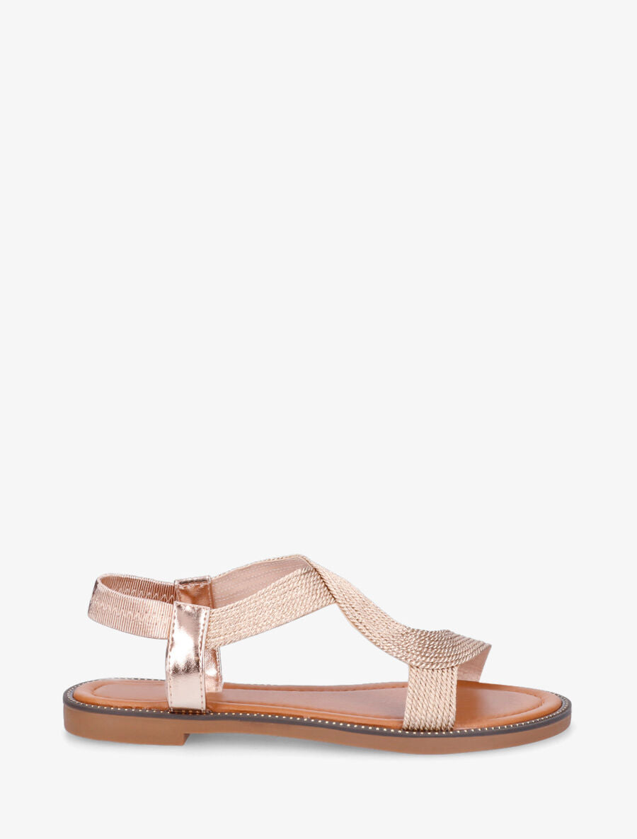Nu-pieds unis à cheville élastiquée - Rose gold - 7