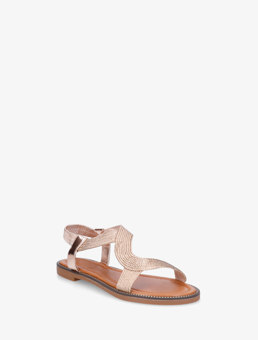 Nu-pieds unis à cheville élastiquée - Rose gold - 3