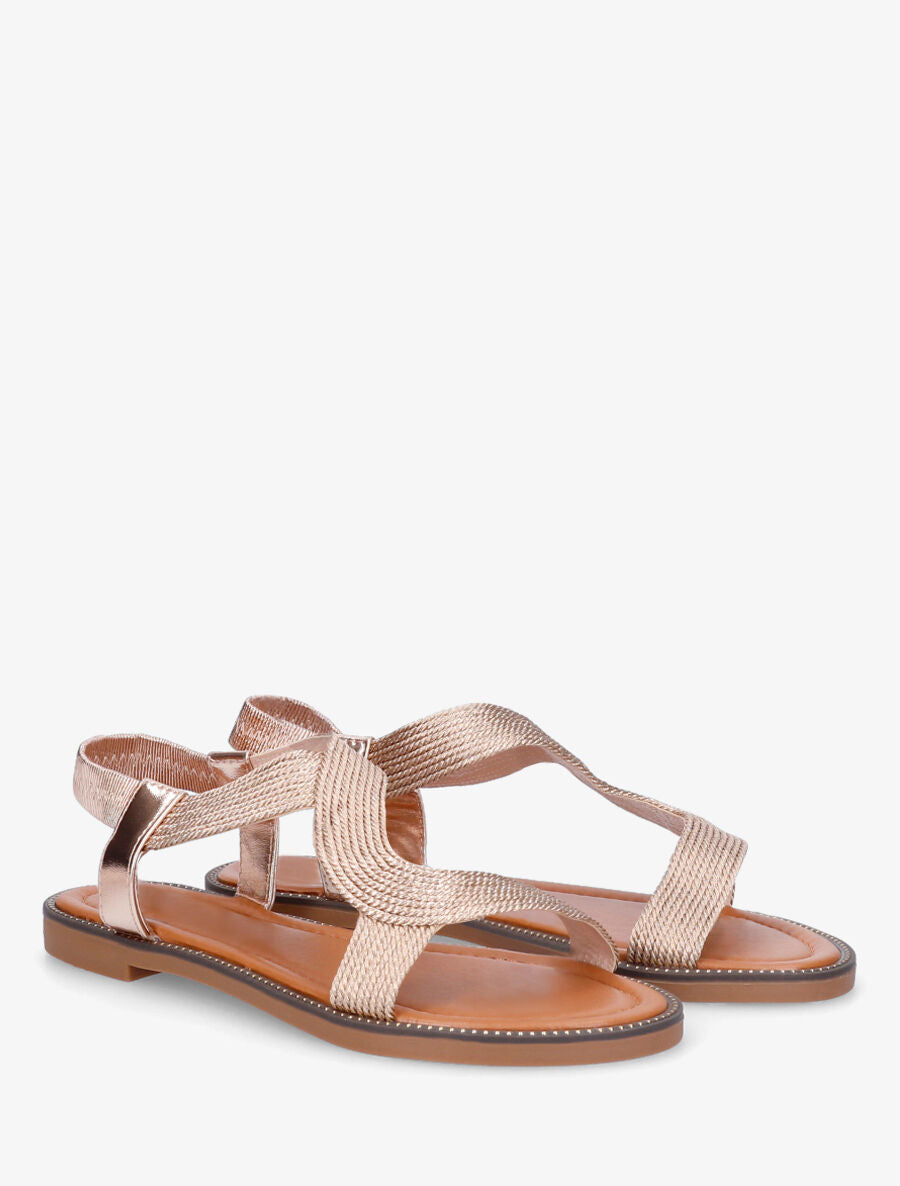 Nu-pieds unis à cheville élastiquée - Rose gold - 5