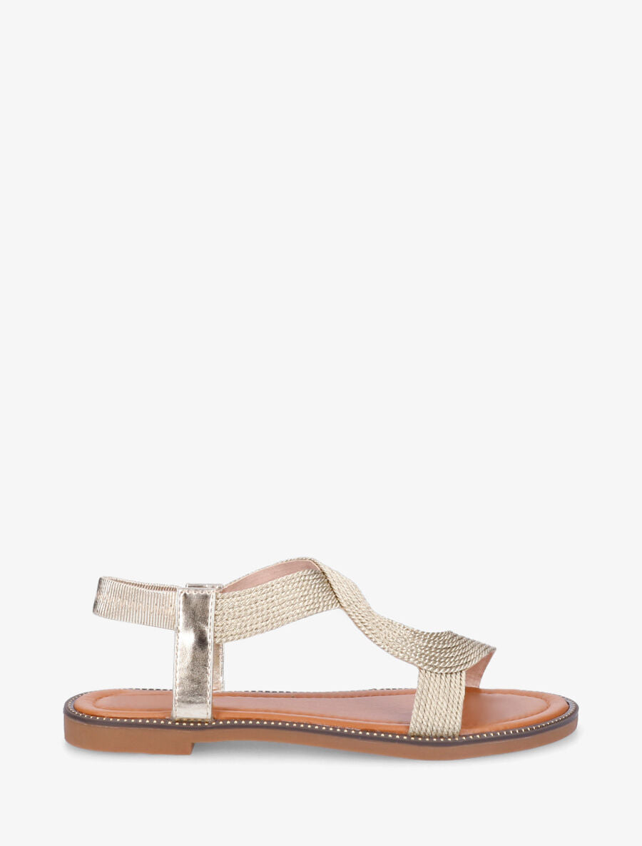 Nu-pieds unis à cheville élastiquée - Or - 6