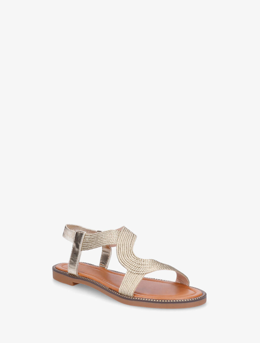Nu-pieds unis à cheville élastiquée - Or - 3