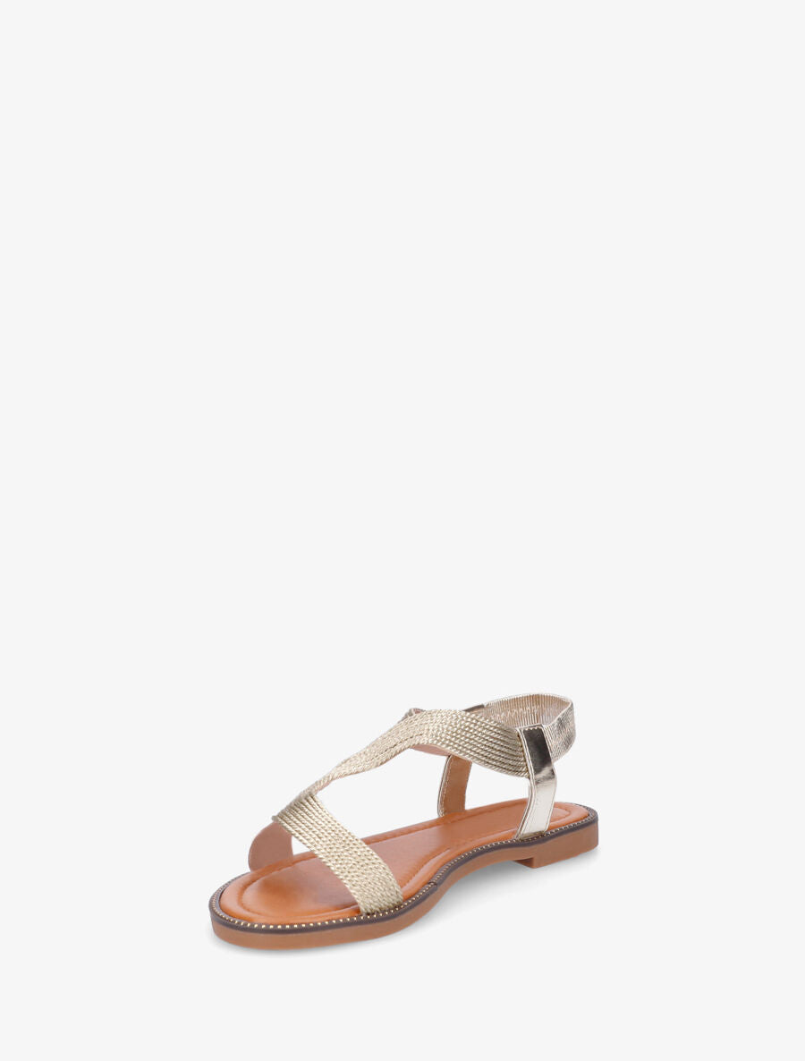 Nu-pieds unis à cheville élastiquée - Or - 4