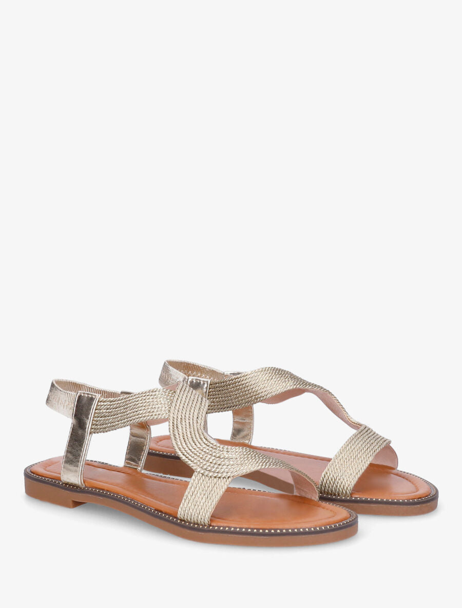 Nu-pieds unis à cheville élastiquée - Or - 5