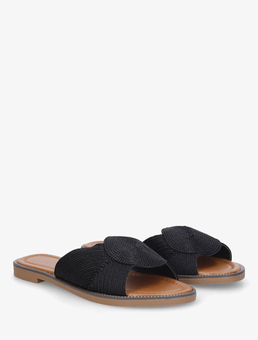 Mules plates style corde - Noir - 4