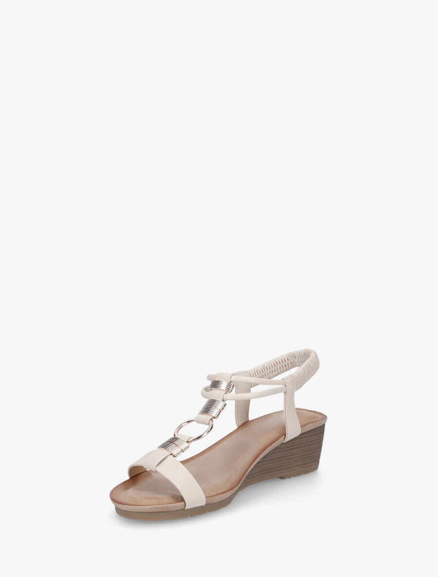 Sandales compensées à bijoux - Beige - 3