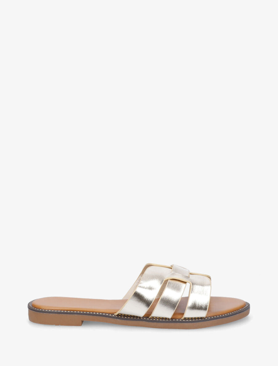 Mules croisées en simili - Or - 5