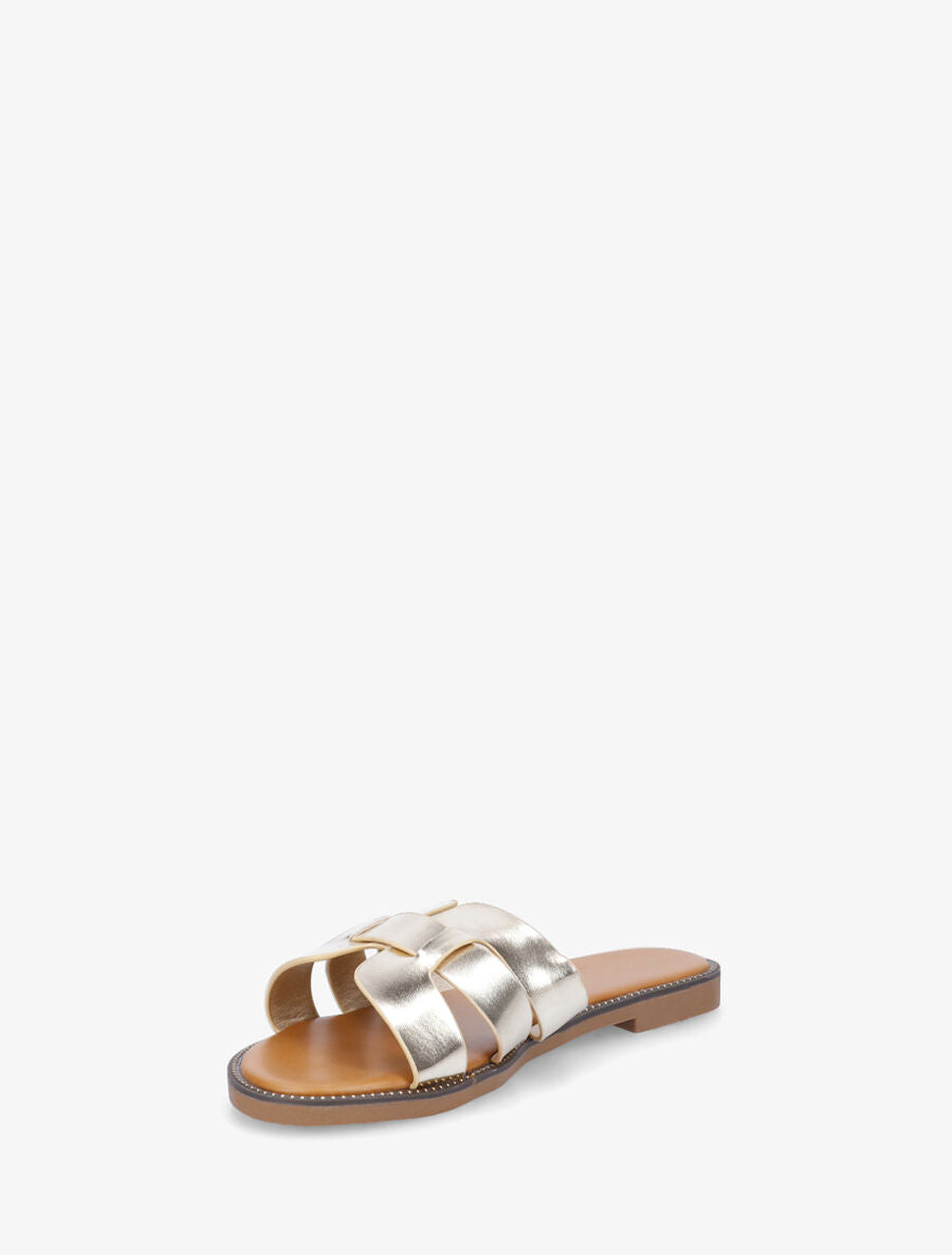 Mules croisées en simili - Or - 3