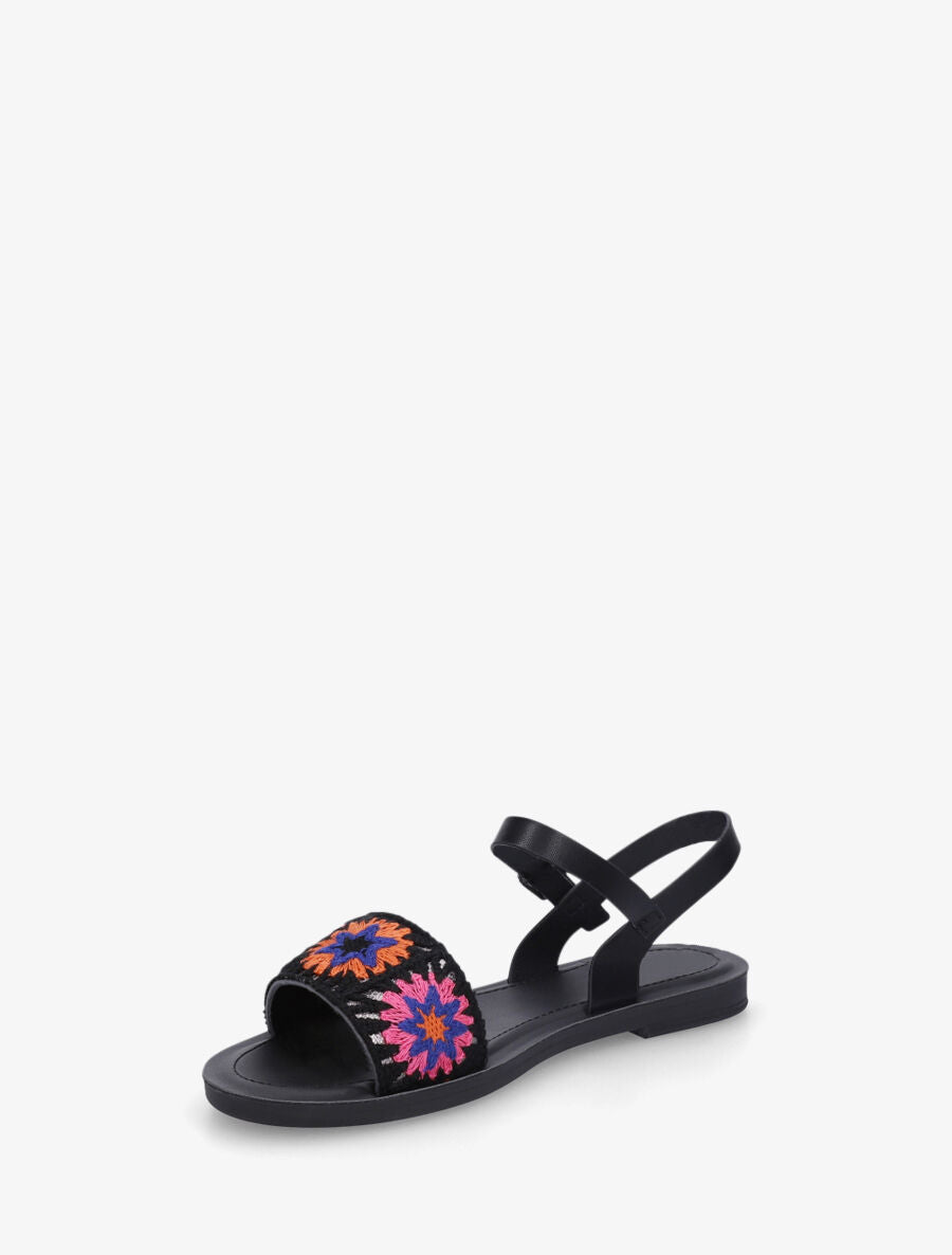 Nu-pieds à bride brodée motifs étoiles - Noir - 3