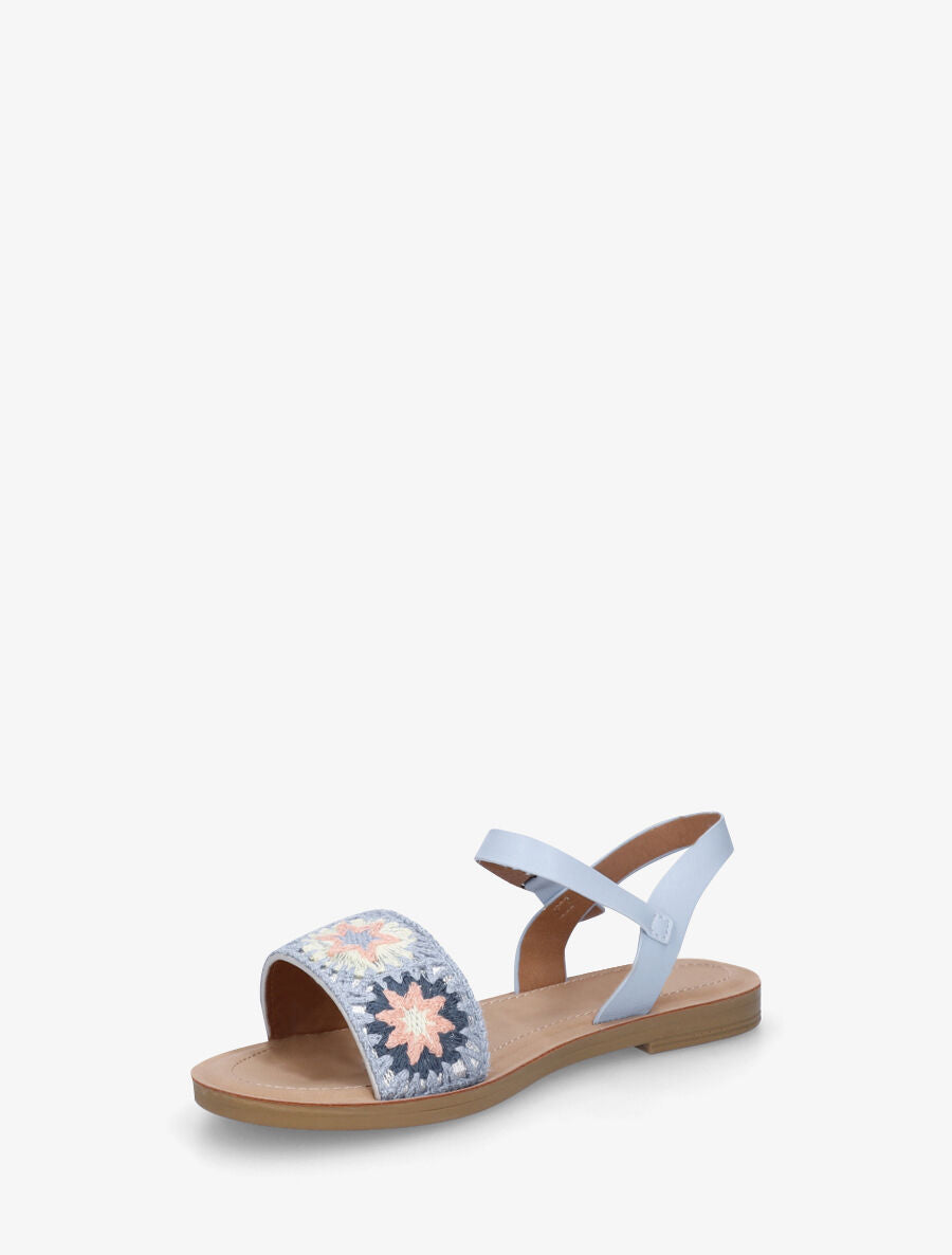 Nu-pieds à bride brodée motifs étoiles - Bleu ciel - 3