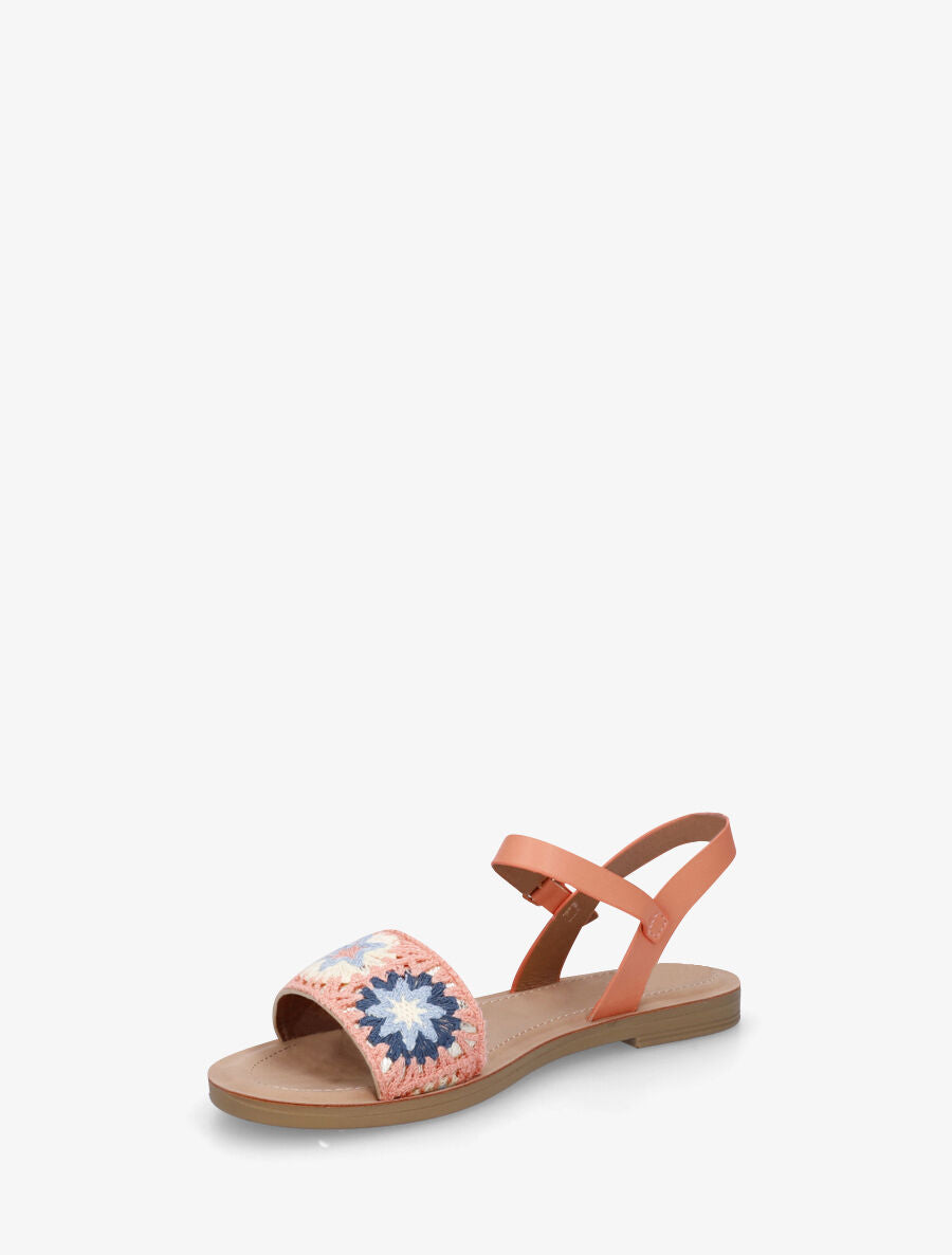 Nu-pieds à bride brodée motifs étoiles - Rose saumon - 3