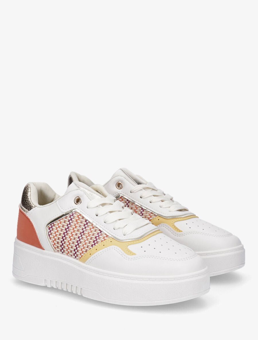 Sneakers à imprimé effet tweed - Orange - 4